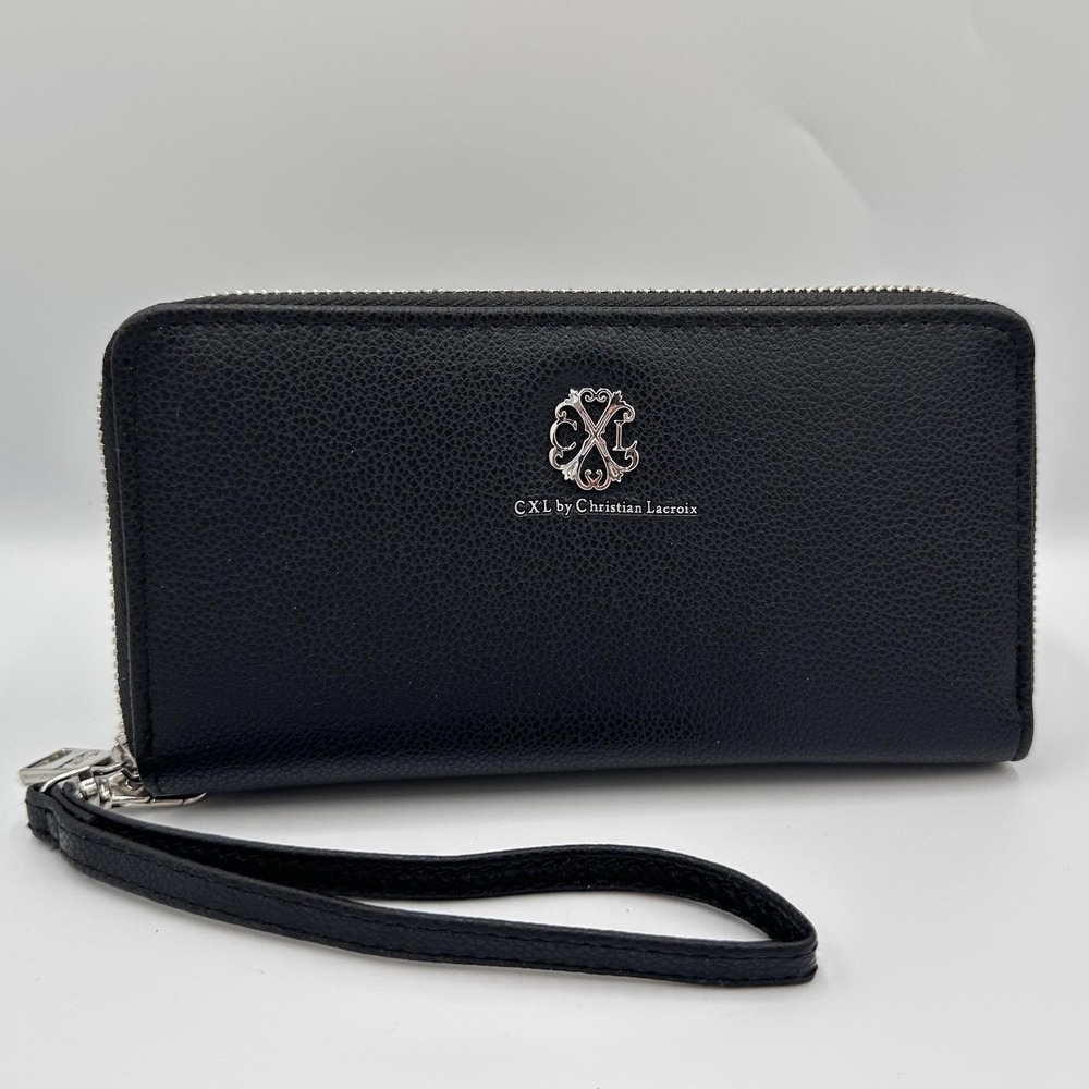 CXL Christian Lacroix Black Double Zip‎ Wristlet Wallet NWT Zip Around New